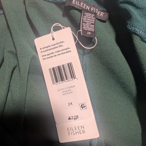 Eileen Fisher | Washable Stretch Crepe Slim Ankle Pants in Aegean Green - Picture 6 of 12